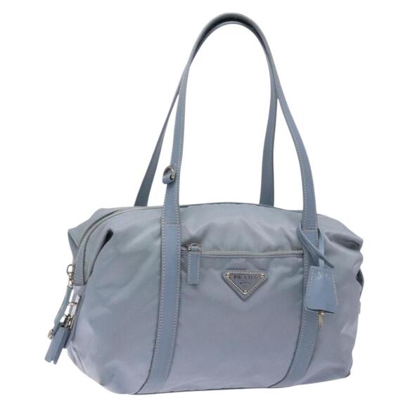 Prada Handbags - PRADA Tote Bag Nylon Light Blue Silver